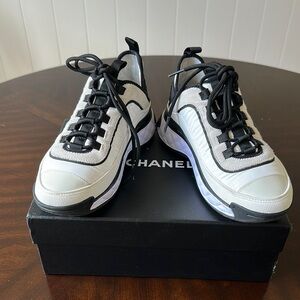 Chanel White and Black Sneakers